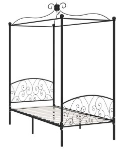 Okvir za krevet s nadstrešnicom crni metalni 100 x 200 cm