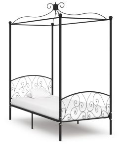 Okvir za krevet s nadstrešnicom crni metalni 90 x 200 cm