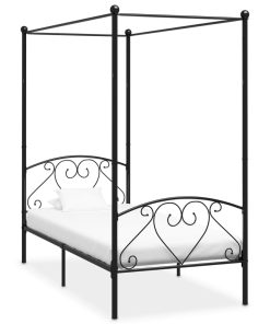 Okvir za krevet s nadstrešnicom crni metalni 90 x 200 cm