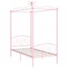 Okvir za krevet s nadstrešnicom ružičasti metalni 90 x 200 cm