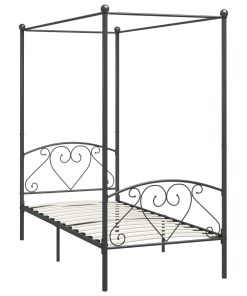 Okvir za krevet s nadstrešnicom sivi metalni 120 x 200 cm