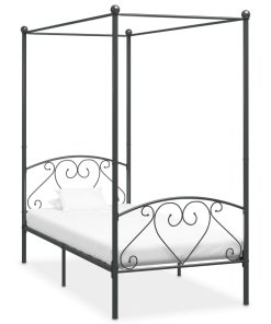 Okvir za krevet s nadstrešnicom sivi metalni 120 x 200 cm