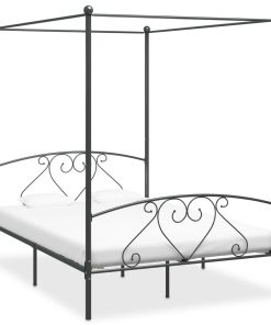 Okvir za krevet s nadstrešnicom sivi metalni 140 x 200 cm
