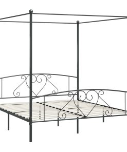 Okvir za krevet s nadstrešnicom sivi metalni 180 x 200 cm