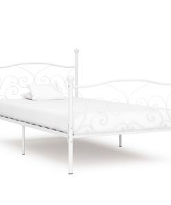 Okvir za krevet s podnicama bijeli metalni 100 x 200 cm