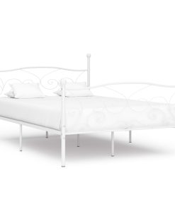 Okvir za krevet s podnicama bijeli metalni 120 x 200 cm