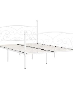 Okvir za krevet s podnicama bijeli metalni 140 x 200 cm