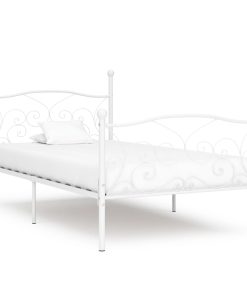 Okvir za krevet s podnicama bijeli metalni 90 x 200 cm
