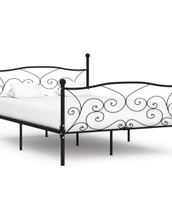 Okvir za krevet s podnicama crni metalni 160 x 200 cm