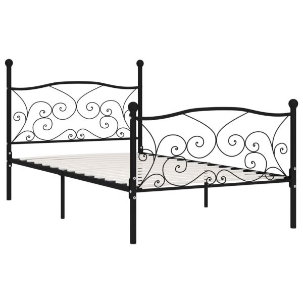 Okvir za krevet s podnicama crni metalni 90 x 200 cm