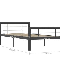 Okvir za krevet sivo-bijeli metalni 100 x 200 cm