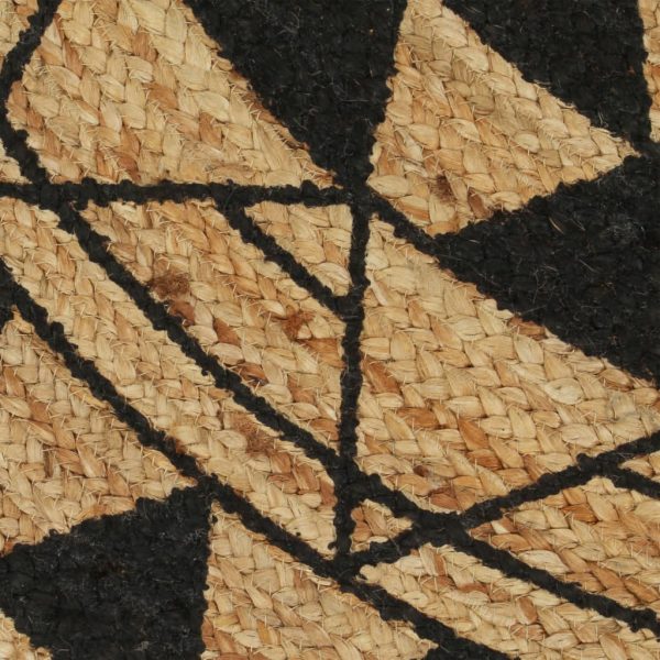 Ručno rađeni tepih od jute s crnim uzorkom 90 cm