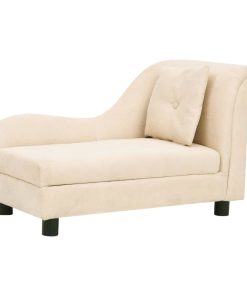 Sofa za pse s jastukom krem 83 x 44 x 44 cm plišana