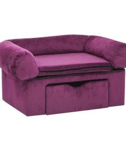 Sofa za pse s ladicom bordo 75 x 50 x 38 cm plišana