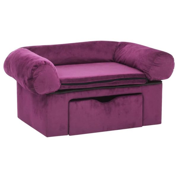 Sofa za pse s ladicom bordo 75 x 50 x 38 cm plišana