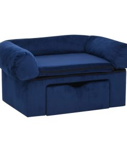 Sofa za pse s ladicom plava 75 x 50 x 38 cm plišana