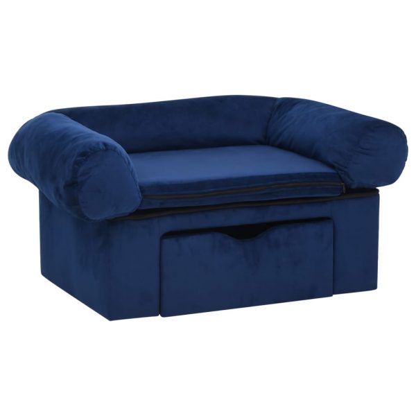 Sofa za pse s ladicom plava 75 x 50 x 38 cm plišana