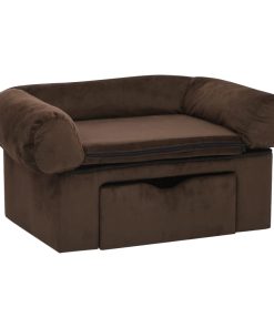 Sofa za pse s ladicom smeđa 75 x 50 x 38 cm plišana