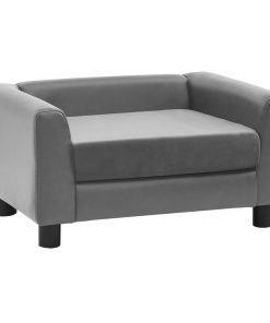 Sofa za pse siva 60 x 43 x 30 cm od pliša i umjetne kože