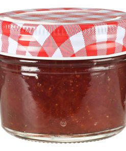 Staklenke za džem s bijelo-crvenim poklopcima 24 kom 110 ml