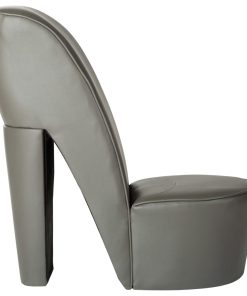 Stolica u obliku visoke pete od umjetne kože siva