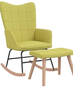 Stolica za ljuljanje s osloncem za noge zelena od tkanine