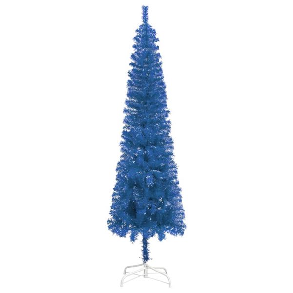 Tanko božićno drvce s LED svjetlom i setom kugli 120 cm plavo - Slika 3