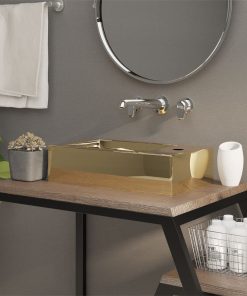 Umivaonik protiv prelijevanja 49 x 25 x 15 cm keramički zlatni