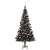 Umjetno božićno drvce LED s kuglicama crno 240 cm PVC