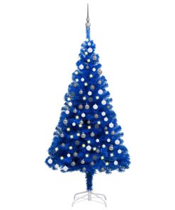 Umjetno božićno drvce LED s kuglicama plavo 120 cm PVC