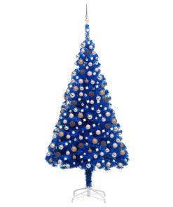 Umjetno božićno drvce LED s kuglicama plavo 210 cm PVC