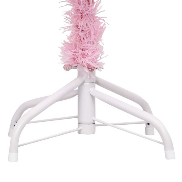 Umjetno božićno drvce LED s kuglicama ružičasto 180 cm PVC - Slika 4