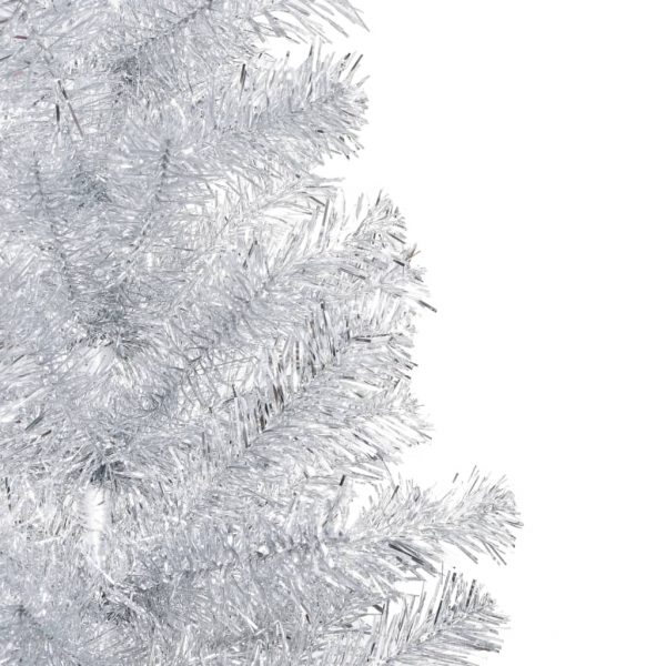 Umjetno božićno drvce LED s kuglicama srebrno 210 cm PET