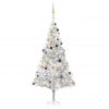 Umjetno božićno drvce LED s kuglicama srebrno 240 cm PET