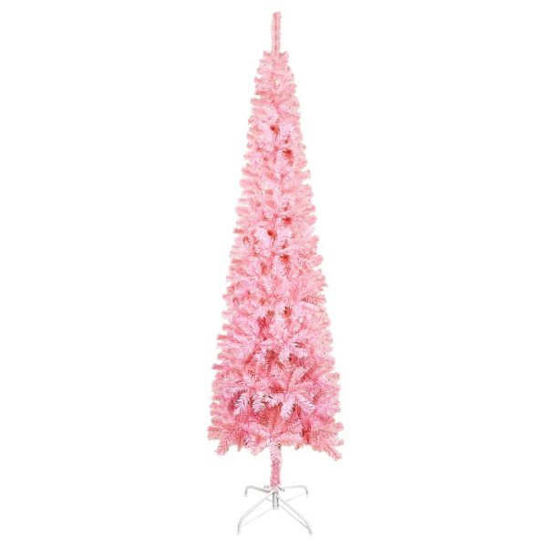 Usko božićno drvce s LED svjetlima i kuglicama 150 cm ružičasto - Slika 4