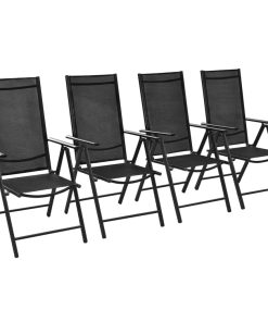 Vrtne sklopive stolice 4 kom aluminijum i tekstilen crne