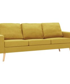 2-dijelni set sofa od tkanine žuti