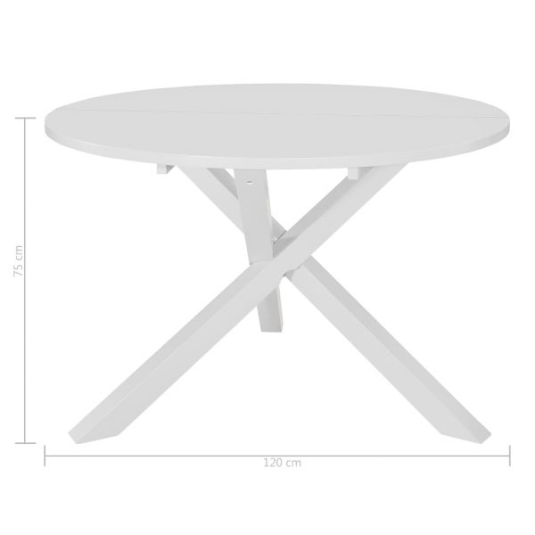 Blagovaonski stol bijeli 120 x 75 cm MDF - Image 4