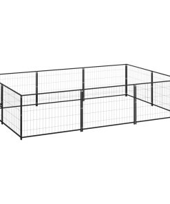 Kavez za pse crni 6 m² čelični