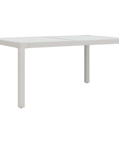 Vrtni stol 150x90x75 cm od kaljenog stakla i poliratana bijeli