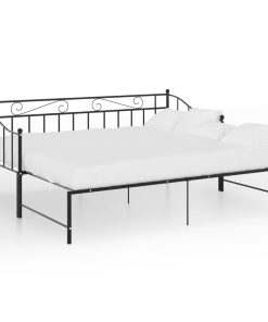 Okvir za krevet na razvlačenje crni metalni 90 x 200 cm