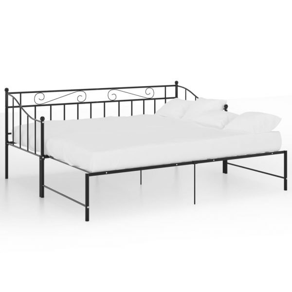 Okvir za krevet na razvlačenje crni metalni 90 x 200 cm