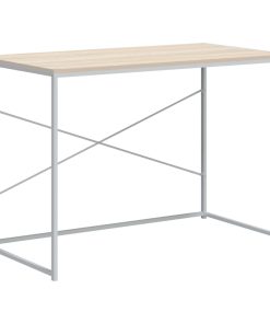 Stol za računalo bijeli i boja hrasta 110x60x70 cm od iverice