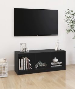 TV ormarić crni 104 x 33 x 41 cm od masivne borovine