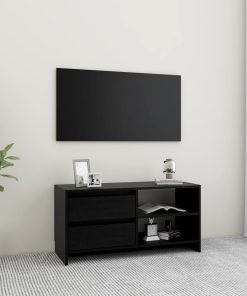 TV ormarić crni 80 x 31 x 39 cm od masivne borovine