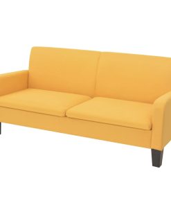 2-dijelni set sofa od tkanine žuti