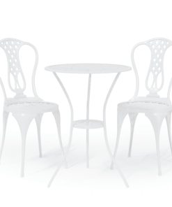 3-dijelni bistro set od lijevanog aluminija bijeli