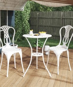 3-dijelni bistro set od lijevanog aluminija bijeli