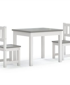 3-dijelni set dječjeg stola i stolica bijelo-sivi MDF