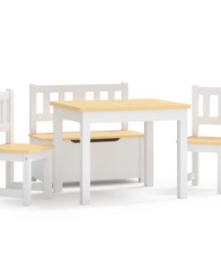 4-dijelni set dječjeg stola i stolica bijeli i bež MDF